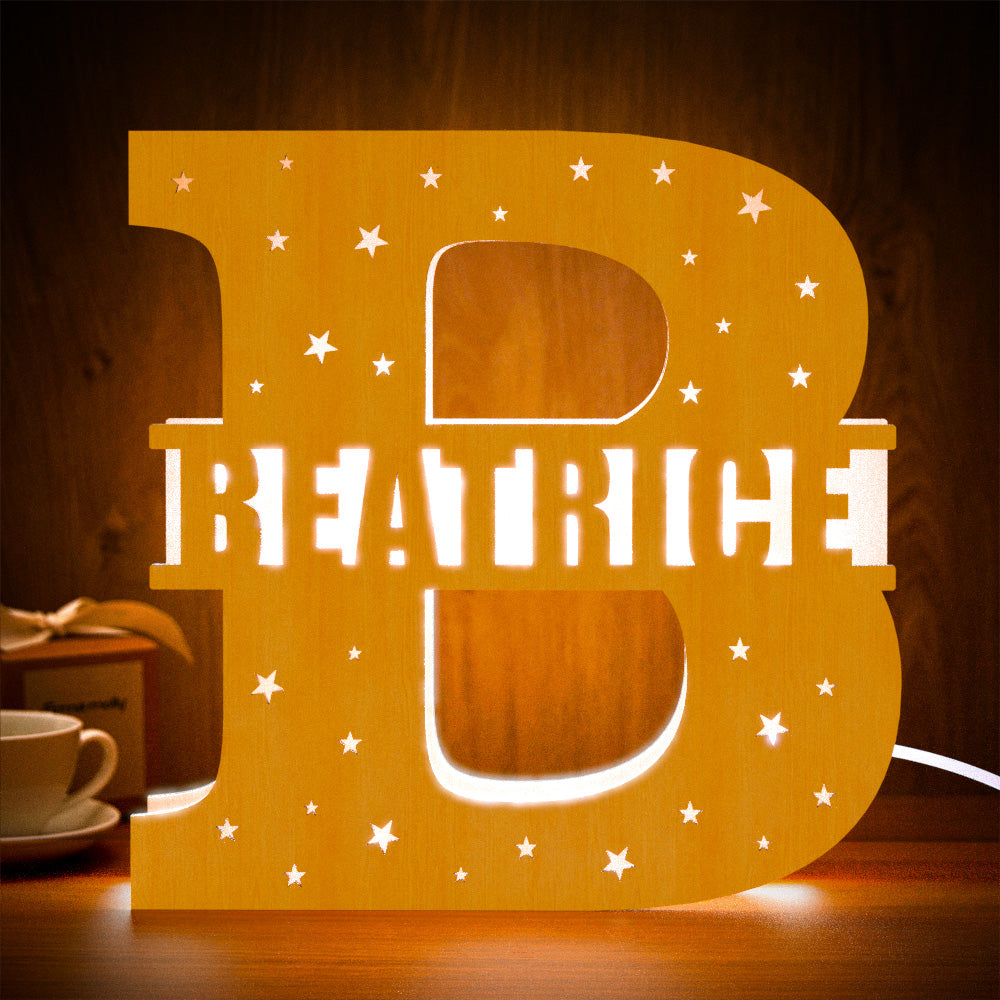 Initial Letter Wooden Frame Lamp