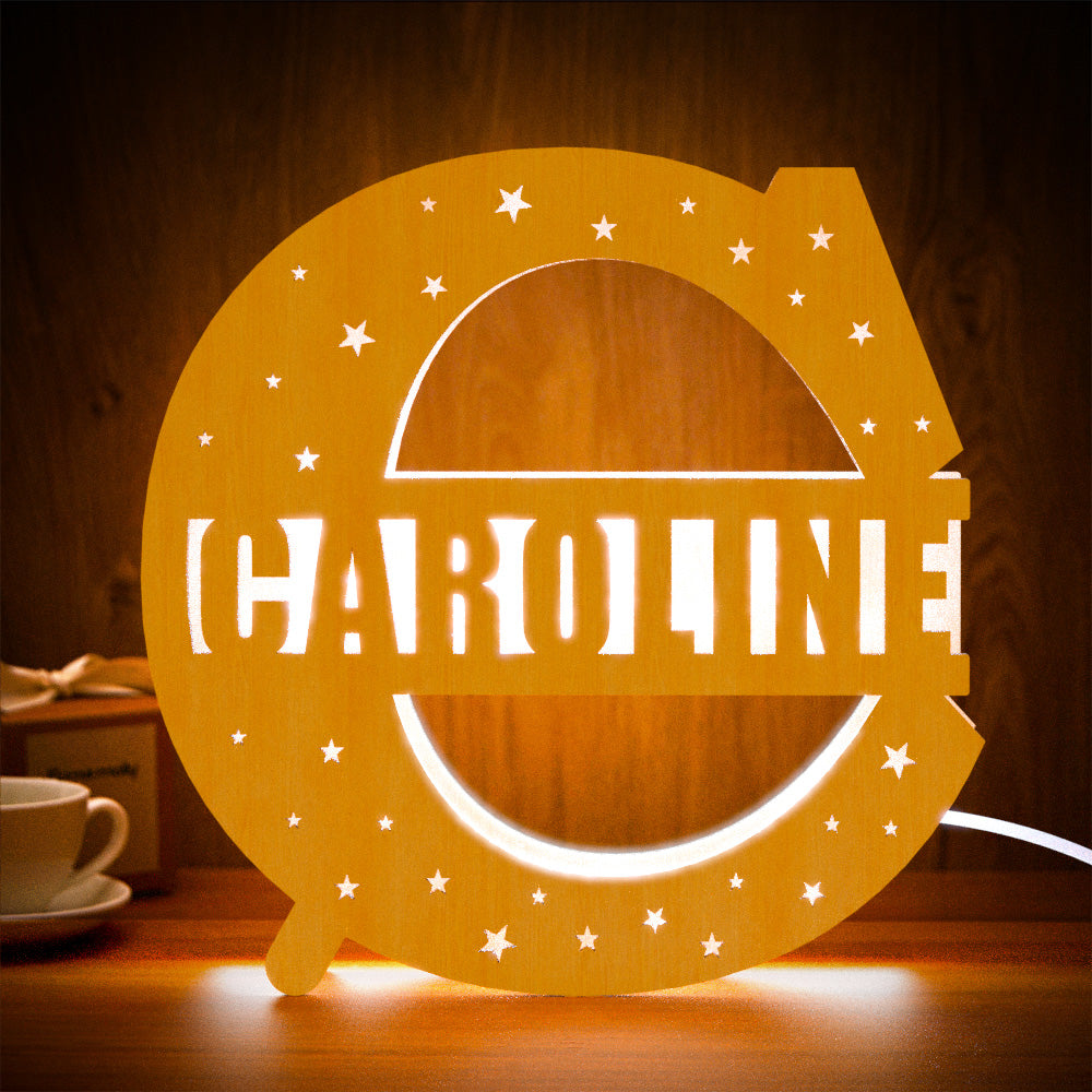 Initial Letter Wooden Frame Lamp