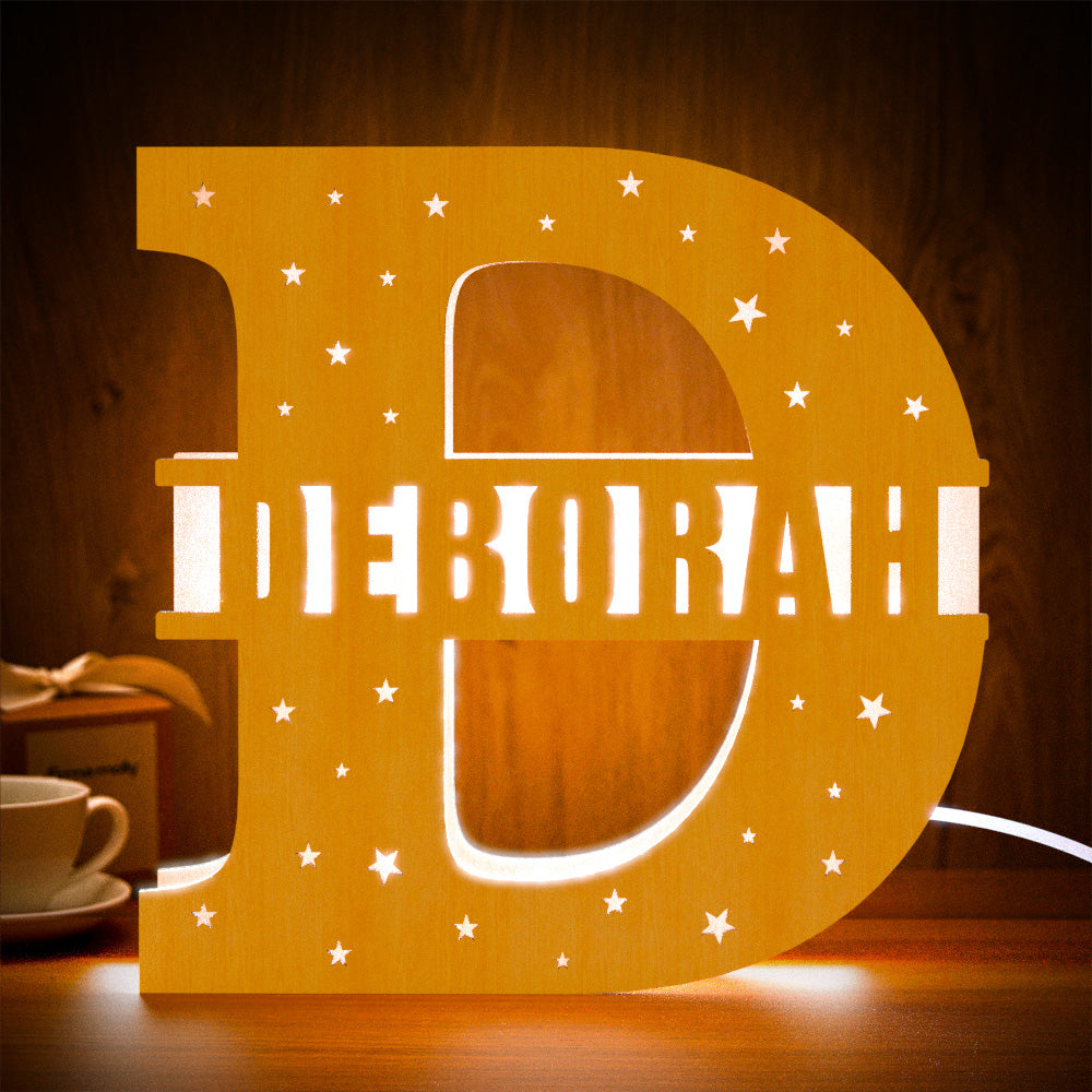 Initial Letter Wooden Frame Lamp