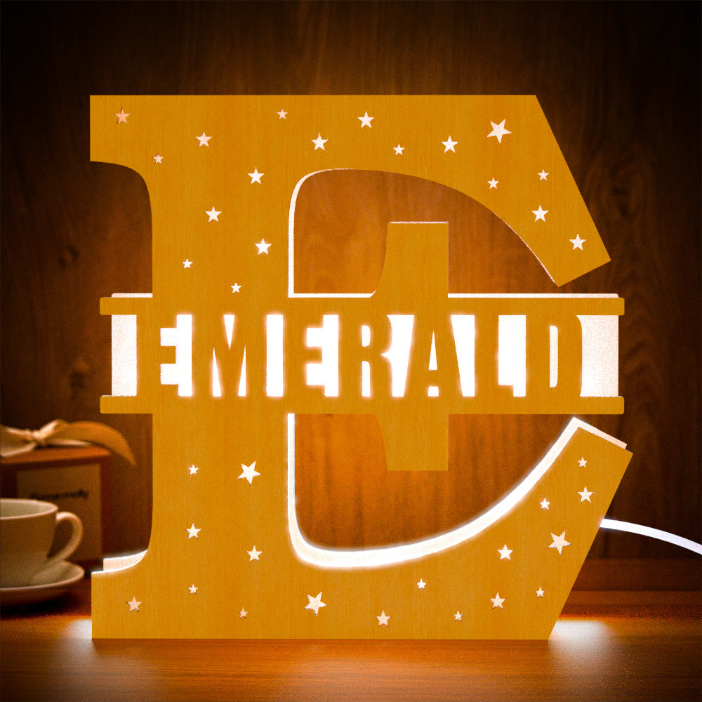 Initial Letter Wooden Frame Lamp