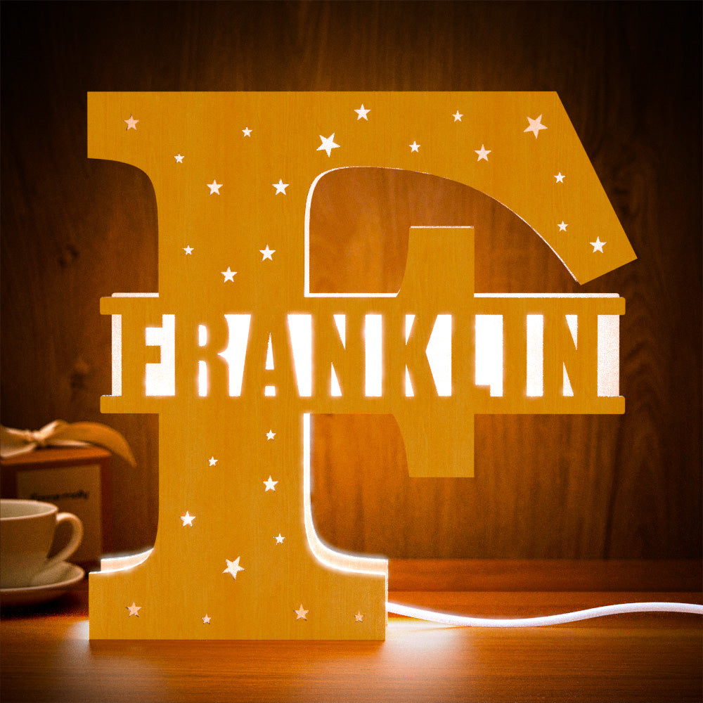 Initial Letter Wooden Frame Lamp