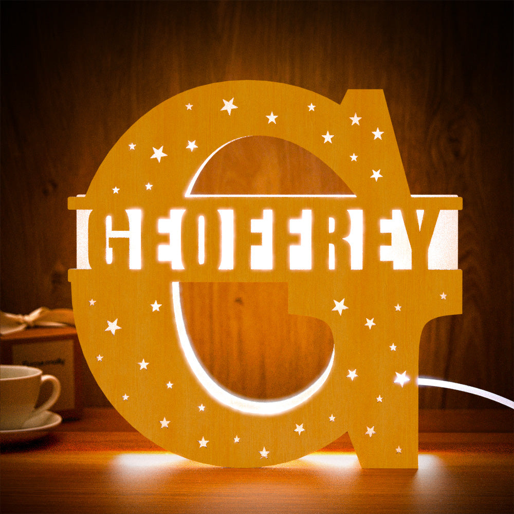 Initial Letter Wooden Frame Lamp