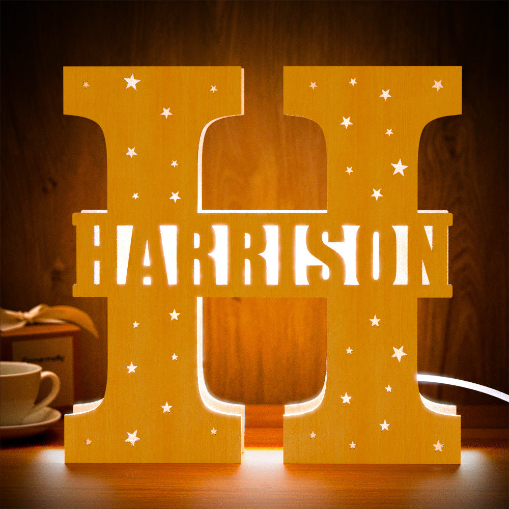 Initial Letter Wooden Frame Lamp