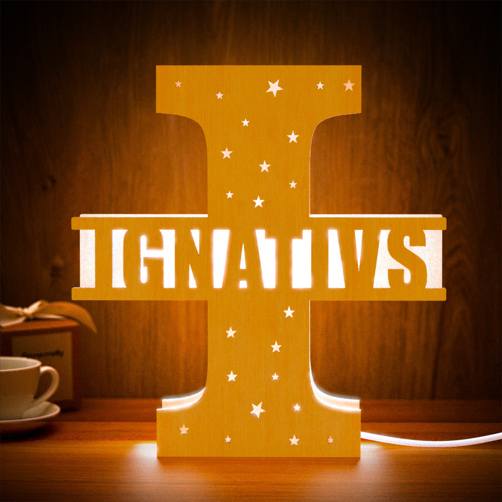 Initial Letter Wooden Frame Lamp
