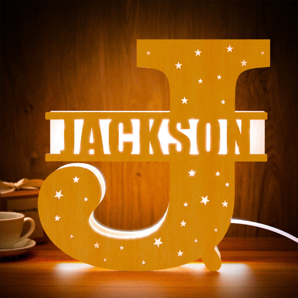 Initial Letter Wooden Frame Lamp