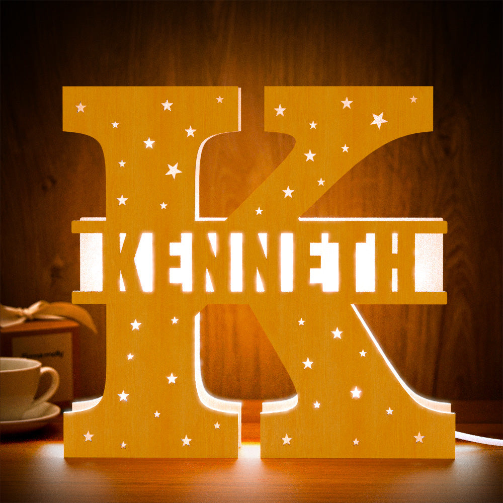 Initial Letter Wooden Frame Lamp