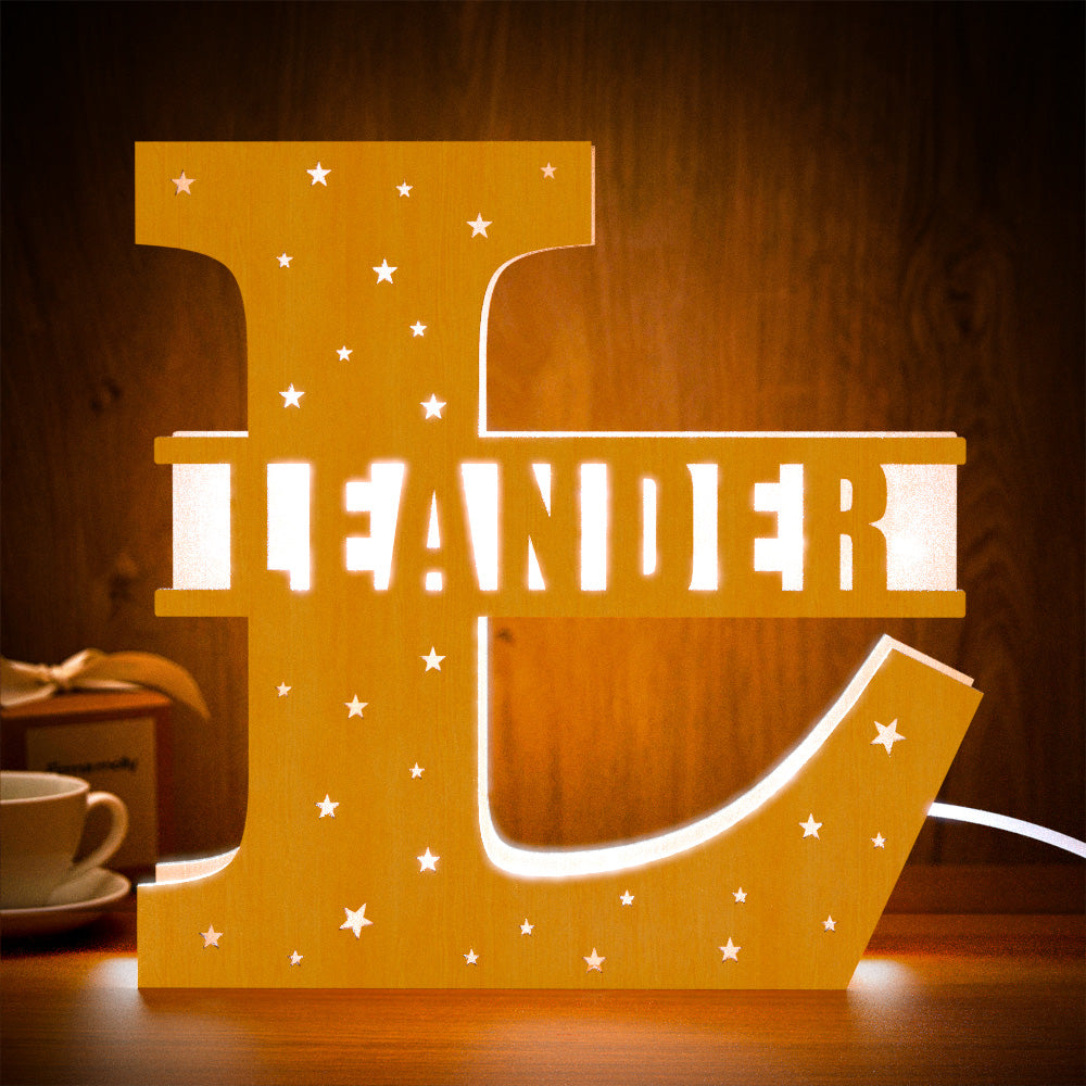 Initial Letter Wooden Frame Lamp