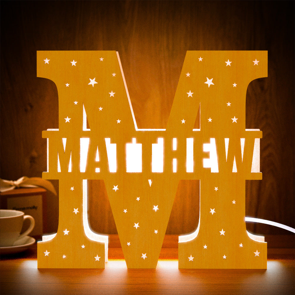 Initial Letter Wooden Frame Lamp