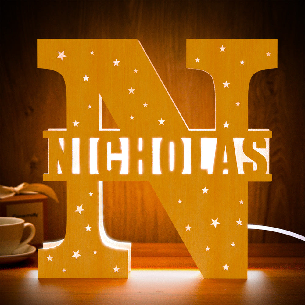 Initial Letter Wooden Frame Lamp