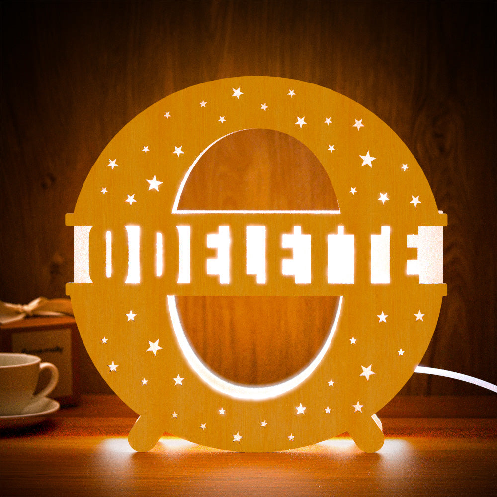 Initial Letter Wooden Frame Lamp