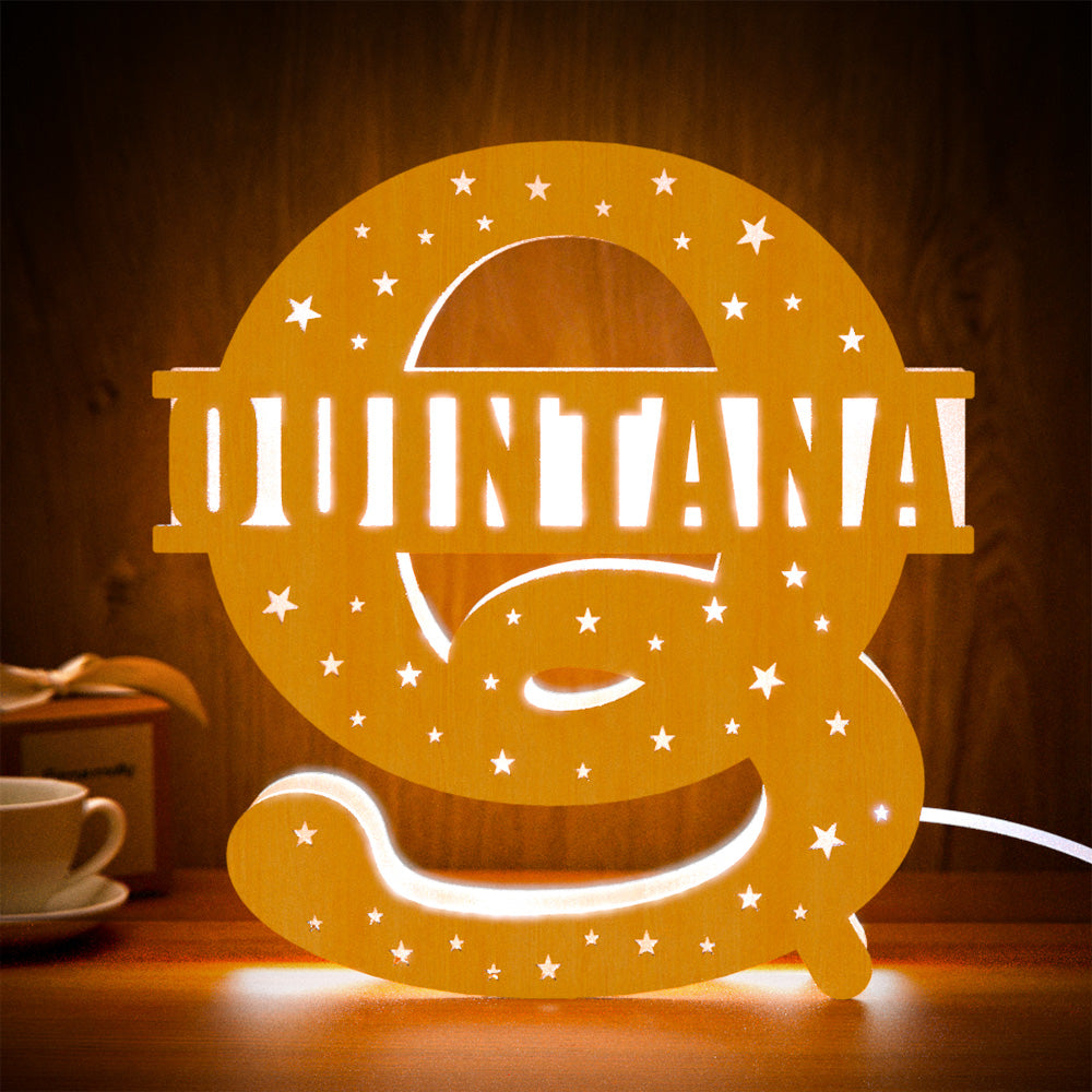 Initial Letter Wooden Frame Lamp