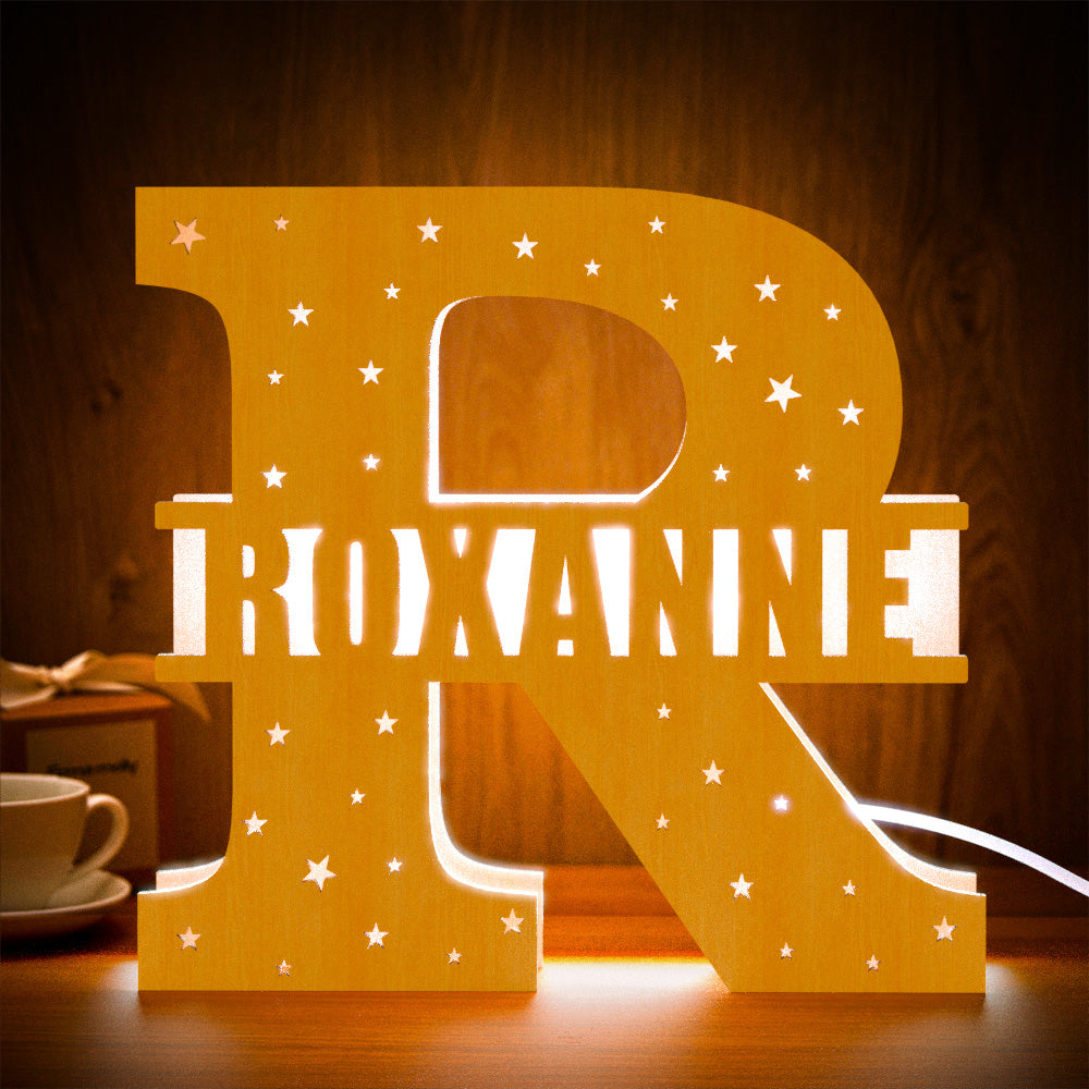 Initial Letter Wooden Frame Lamp