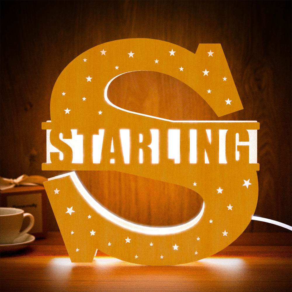 Initial Letter Wooden Frame Lamp