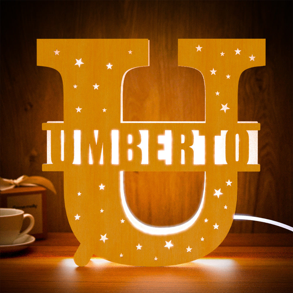 Initial Letter Wooden Frame Lamp