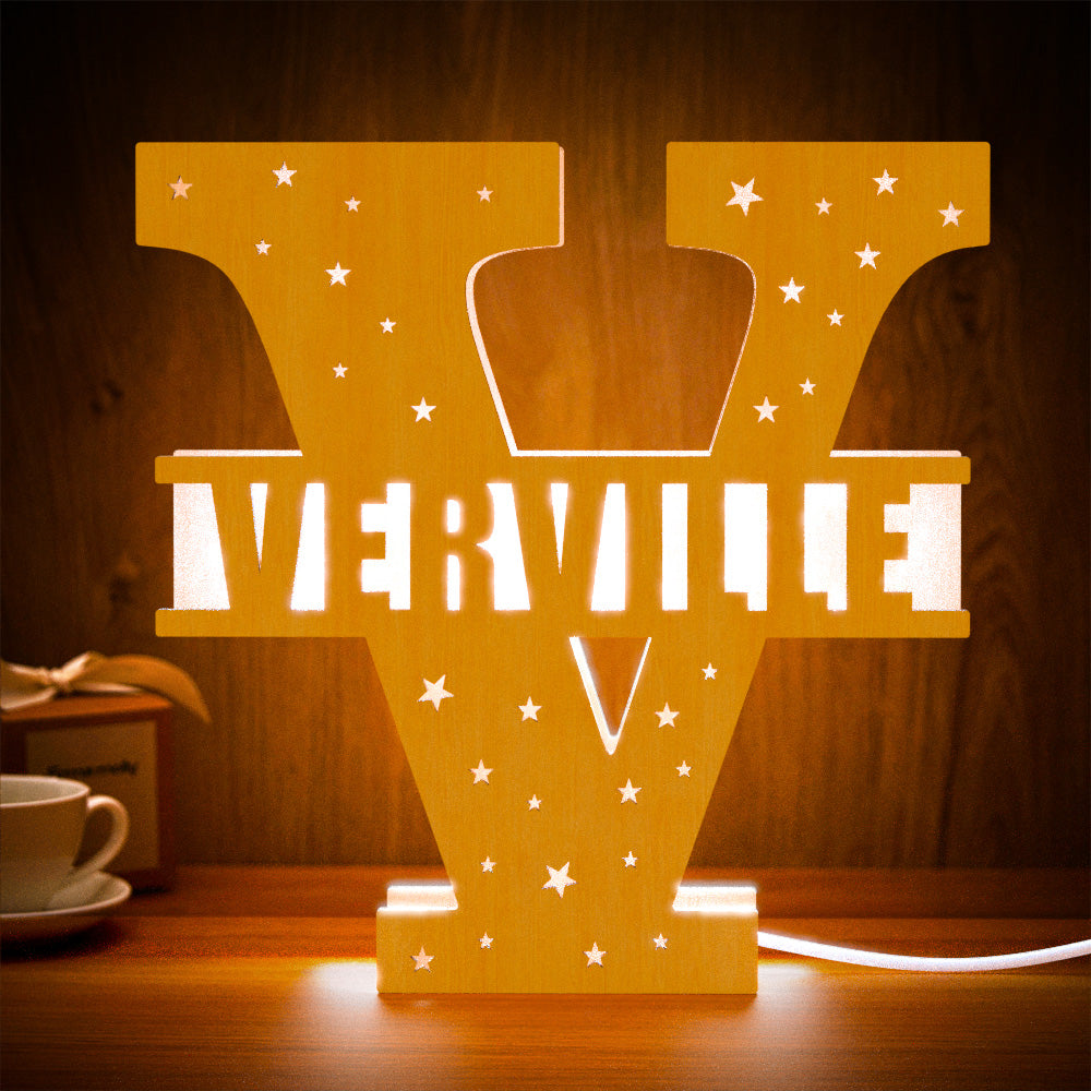 Initial Letter Wooden Frame Lamp