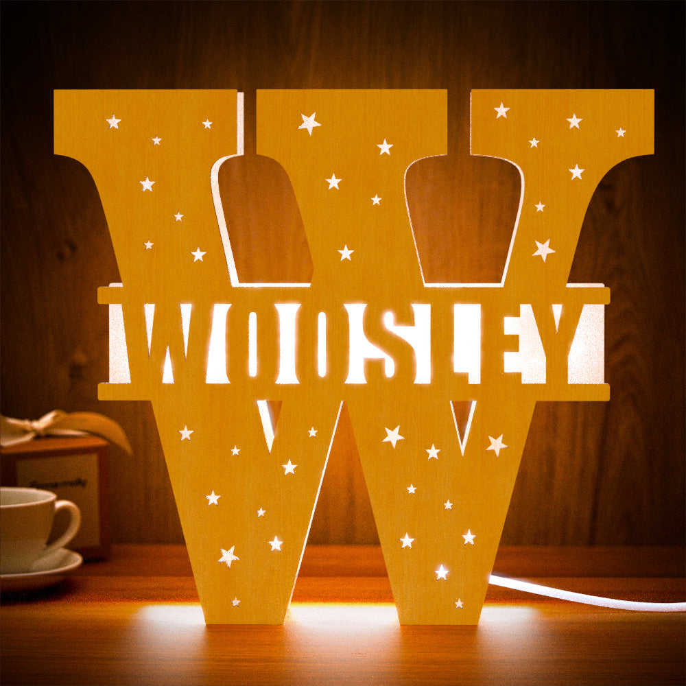 Initial Letter Wooden Frame Lamp