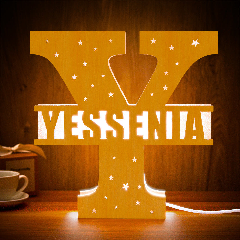 Initial Letter Wooden Frame Lamp