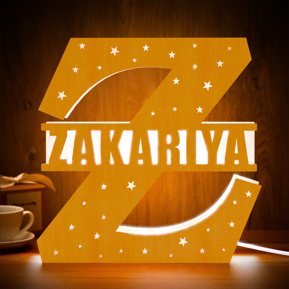 Initial Letter Wooden Frame Lamp