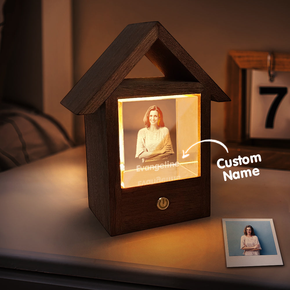 3D Crystal Photo Wooden Frame Lamp
