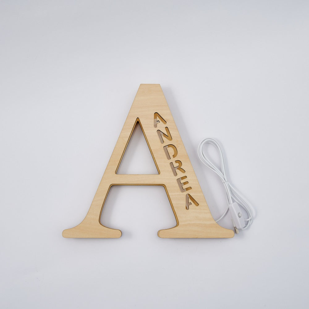Wooden Letter Wooden Frame Lamp