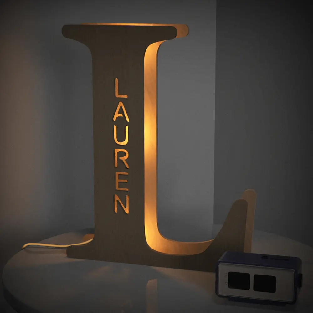 Alphabet Wooden Frame Lamp