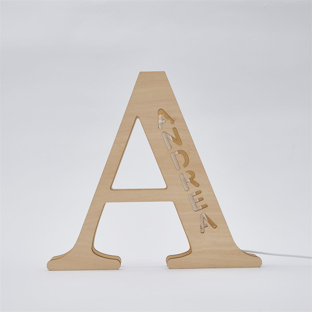 Wooden Letter Wooden Frame Lamp