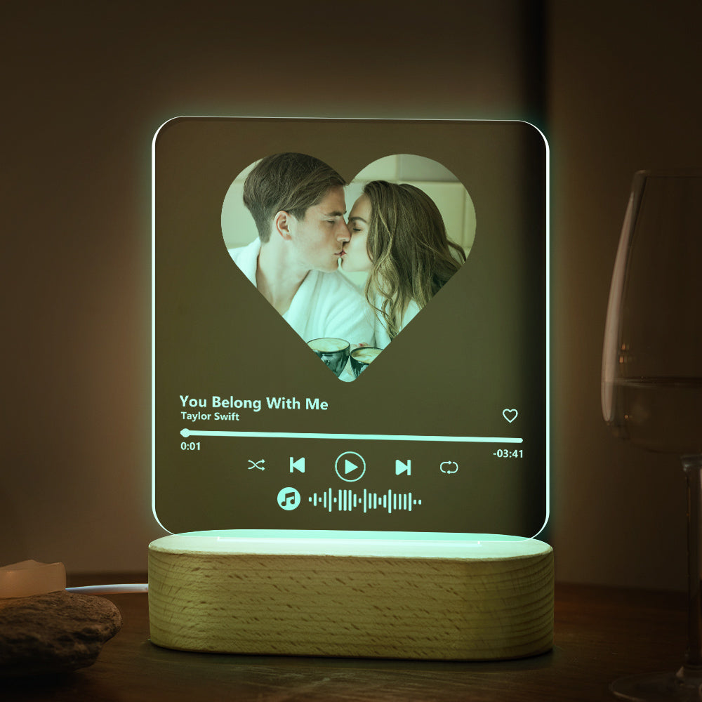 Music Code Heart Acrylic QR Lamp