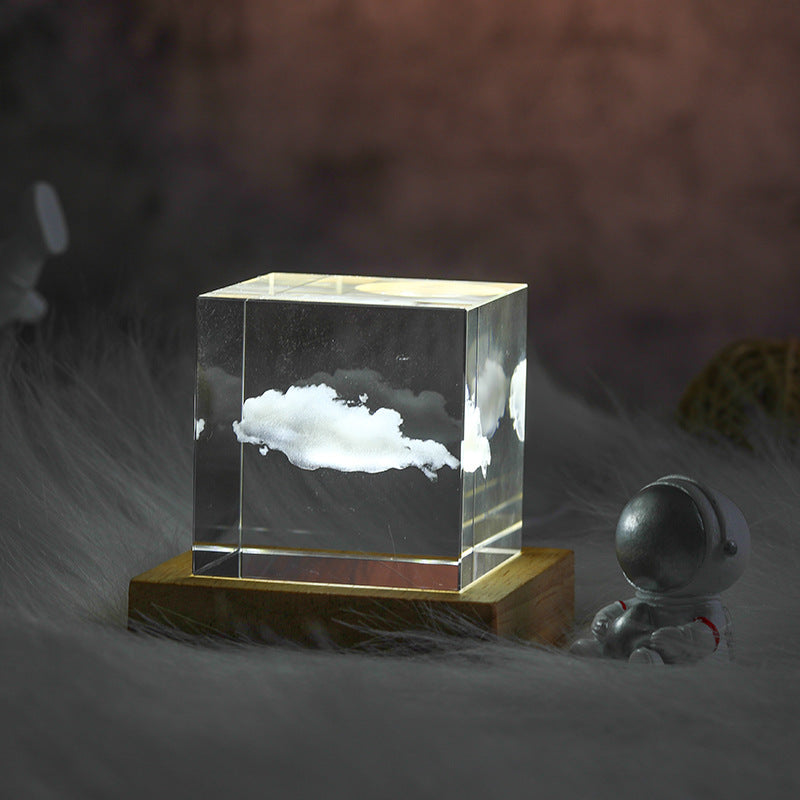 3D Moon Crystal Cube Night Light