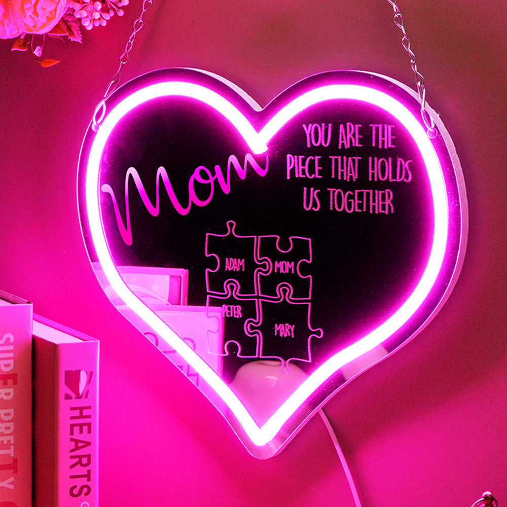 Mom Neon Puzzle Mirror Light
