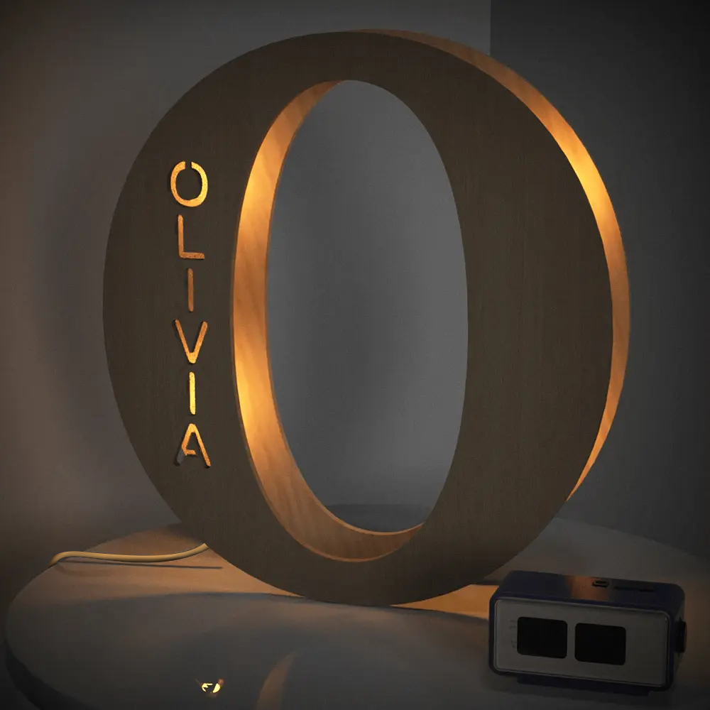 Alphabet Wooden Frame Lamp