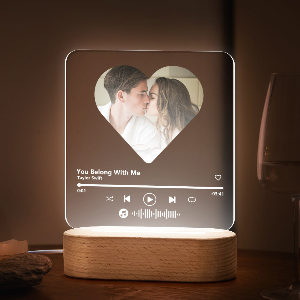 Music Code Heart Acrylic QR Lamp