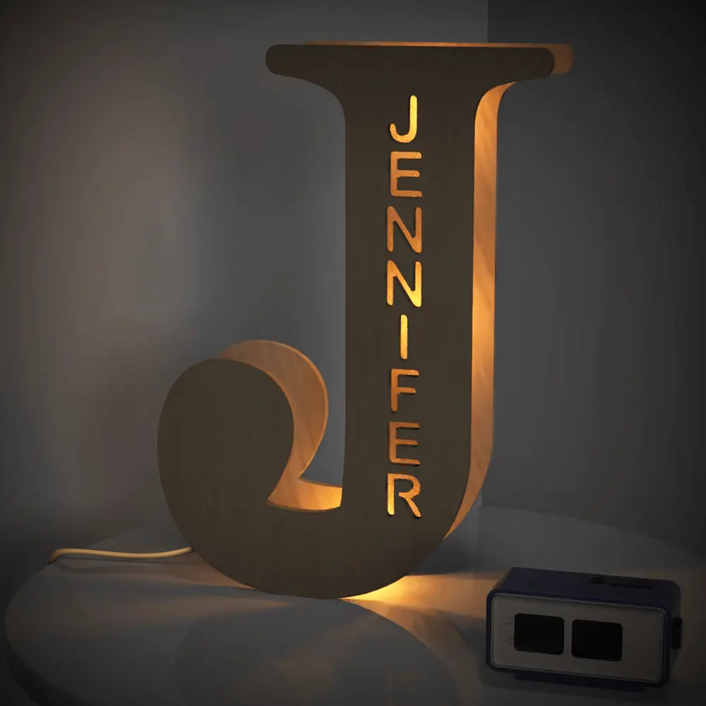 Alphabet Wooden Frame Lamp