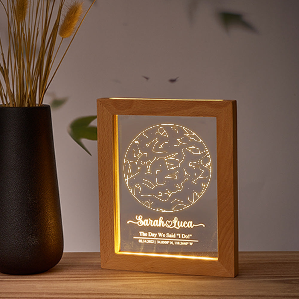 Star Map Wooden Frame Lamp