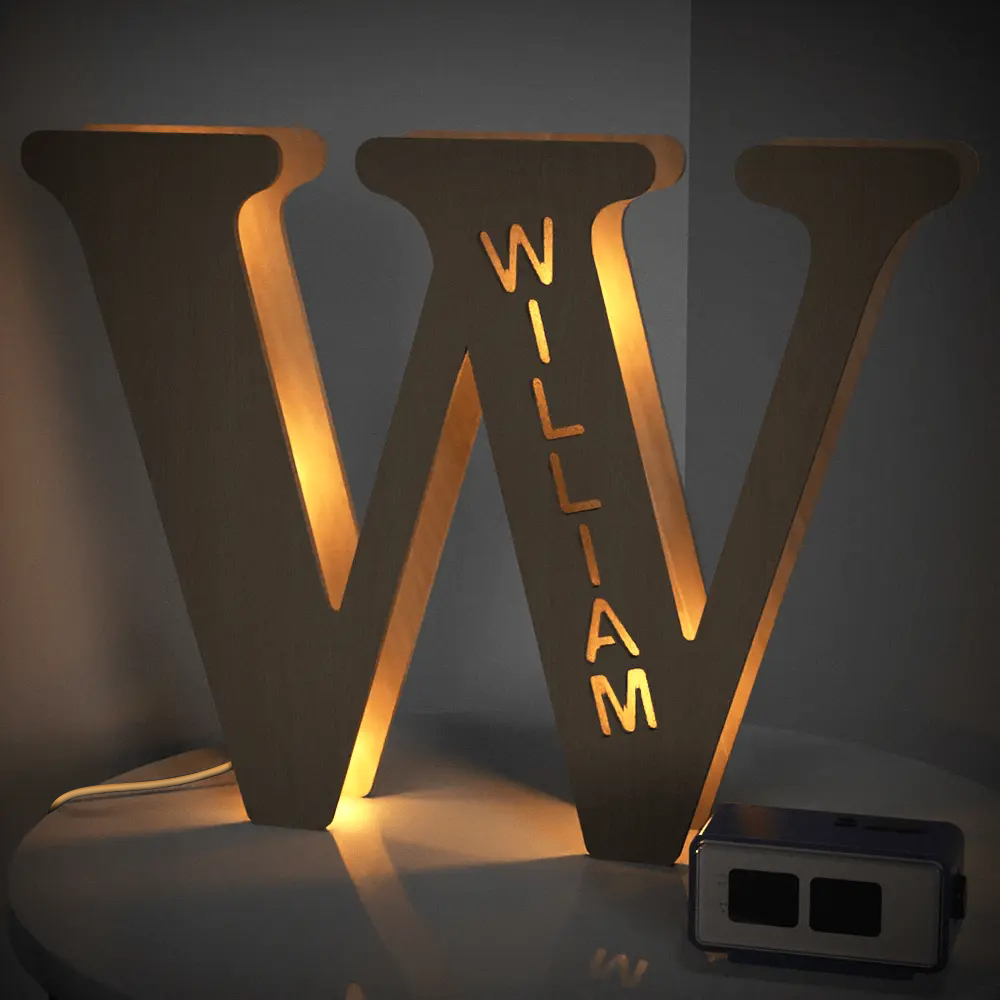 Alphabet Wooden Frame Lamp