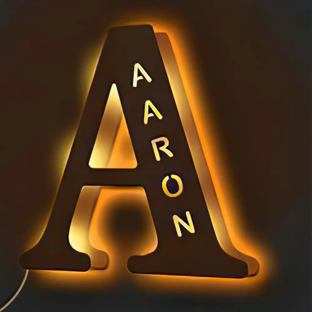 Alphabet Wooden Frame Lamp