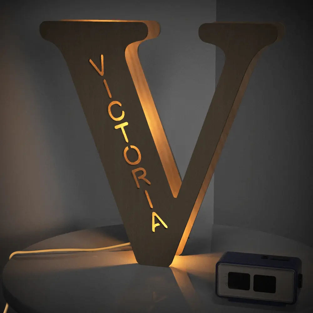 Alphabet Wooden Frame Lamp