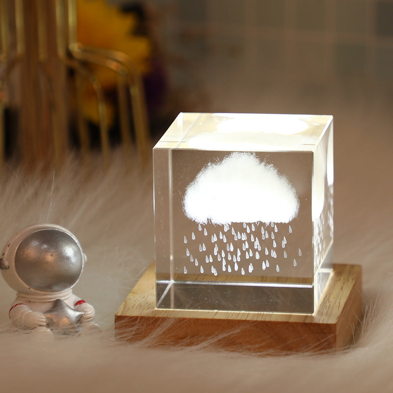 3D Moon Crystal Cube Night Light