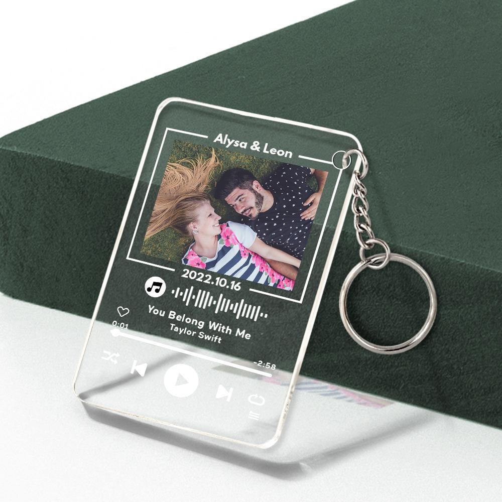 Glass Music Keychain Acrylic QR Lamp