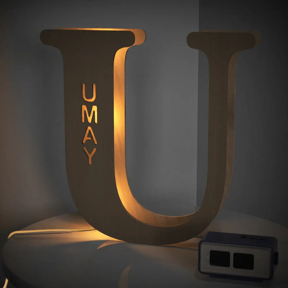Alphabet Wooden Frame Lamp
