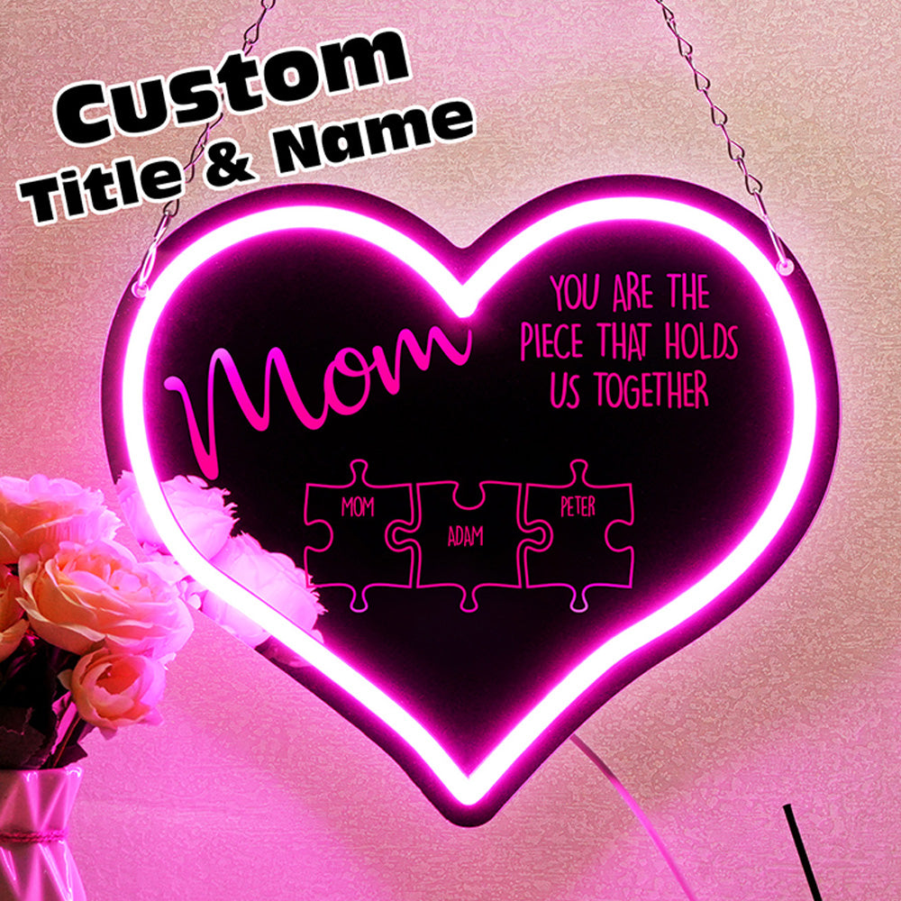 Mom Neon Puzzle Mirror Light