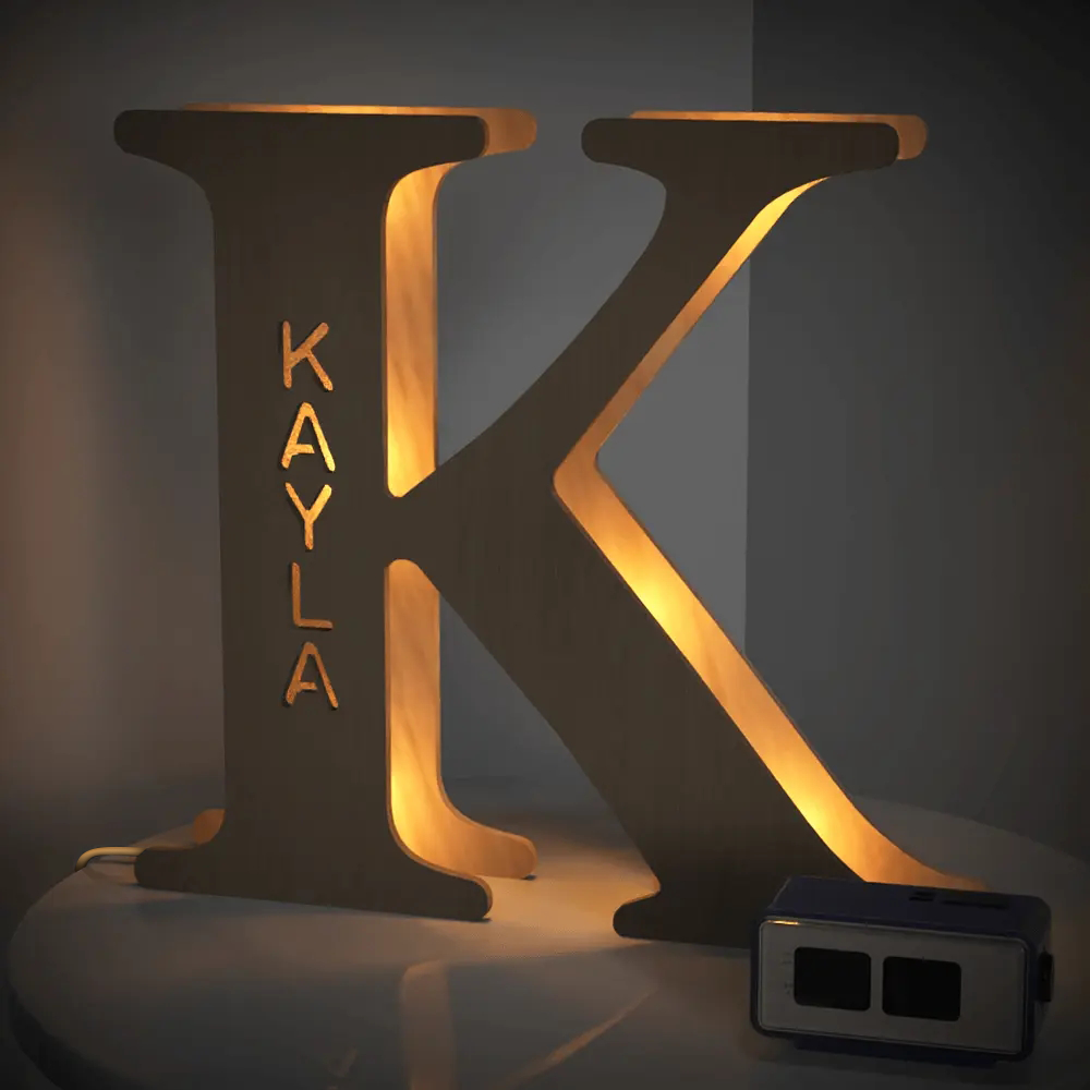 Alphabet Wooden Frame Lamp