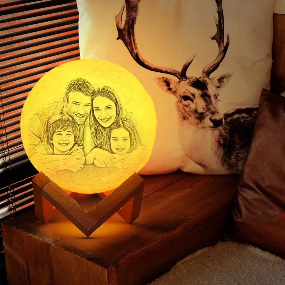 Crescent Moon Wooden Frame Lamp