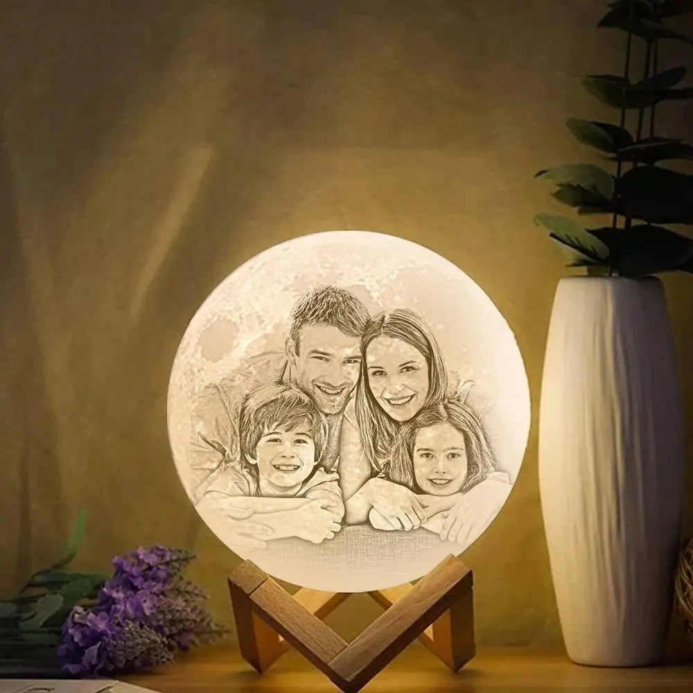 Crescent Moon Wooden Frame Lamp