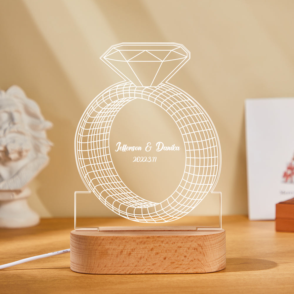 Diamond Ring Acrylic QR Lamp